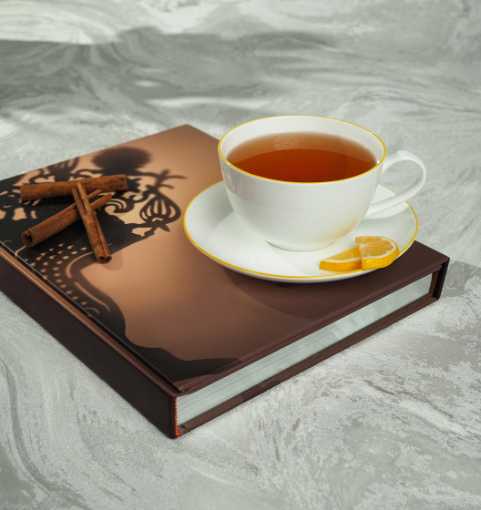 Чайная пара SYMBOL (белый с желтым кантом, 1 шт)