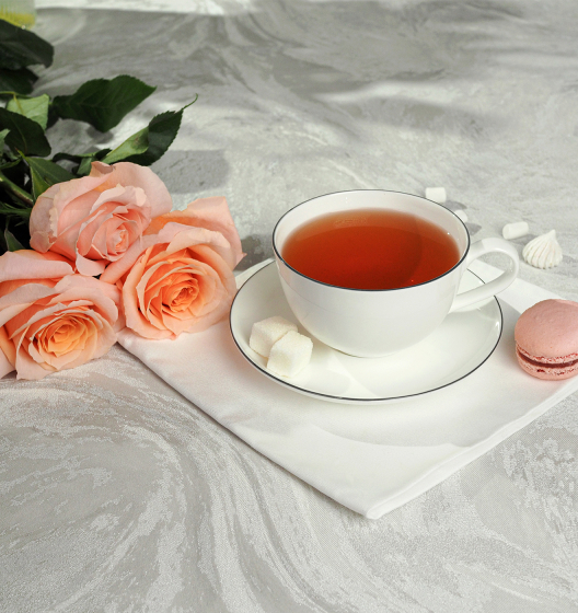 Чайная пара SYMBOL (белый с серым кантом, 1 шт)