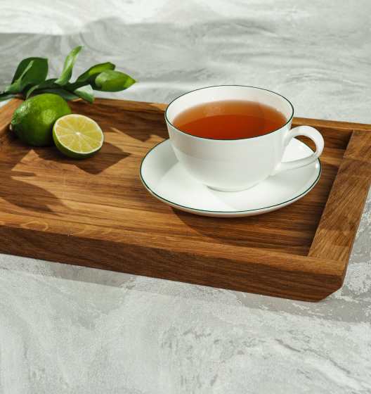 Чайная пара SYMBOL (белый с зеленым кантом, 1 шт)