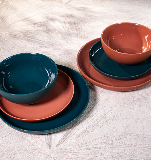 Подарочный набор тарелок PATIO (зеленый/терракотовый)