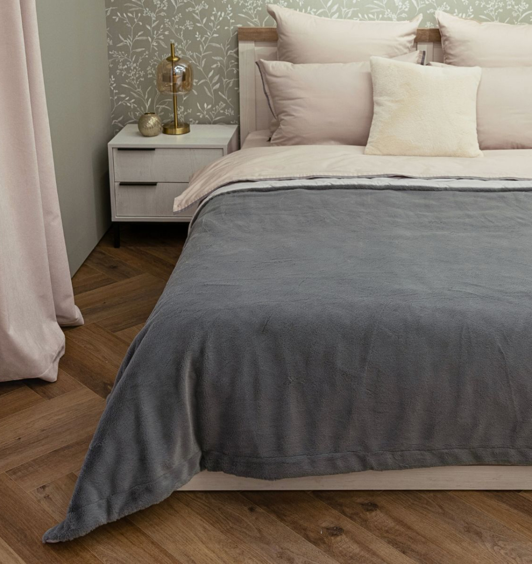 Покрывало меховое стеганое FROST GREY