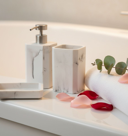 ONEGA Bathroom Accessory Set (White) (Dispenser, Cup, Soap Dish)